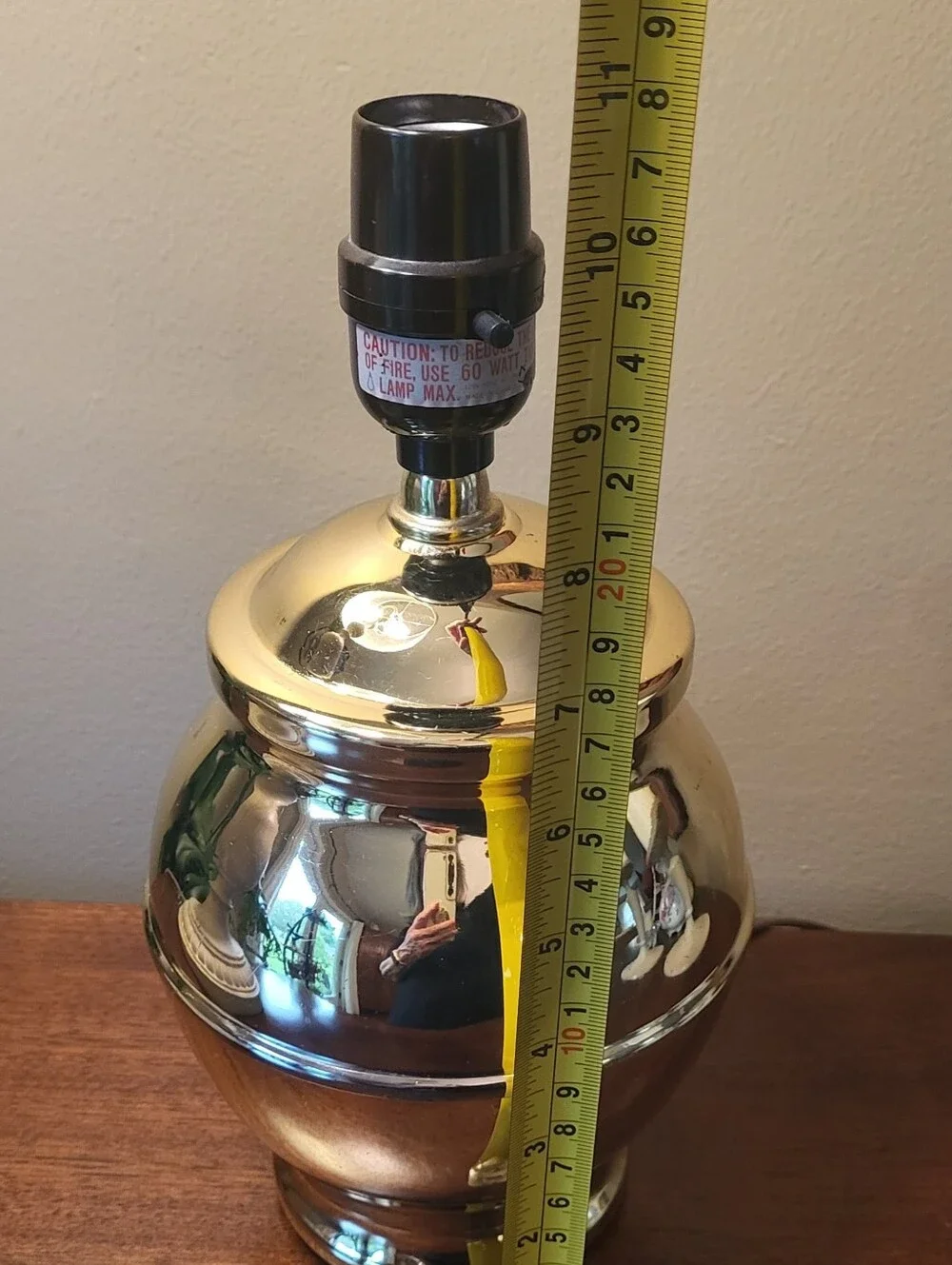 Older Small Brass Tone Accent Lamp 11 Inch Table Under Cabinet Lighting No Shade